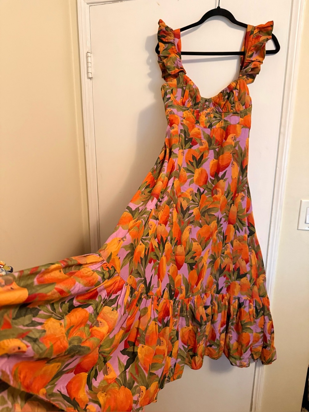 FARM Rio Mango Macaws Ruffle Cotton
Blend Maxi Dress - Picture 10 of 16